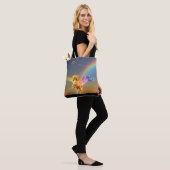 Rainbow unicorn pegasus tote bag (Op model)