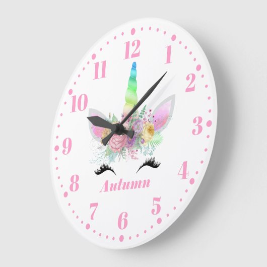 Rainbow Unicorn Personalized Custom Kind Watch Grote Klok (Hoek)