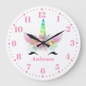 Rainbow Unicorn Personalized Custom Kind Watch Grote Klok (Voorkant)