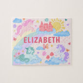 Rainbow Unicorn Personalized Kids Name Legpuzzel (Horizontaal)