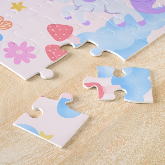 Rainbow Unicorn Personalized Kids Name Legpuzzel (Zijkant)