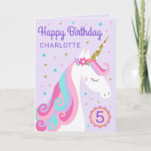 Rainbow Unicorn Personated Age Paars Birthday Kaart (Voorkant)