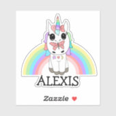 Rainbow Unicorn Persoonlijke naam Sticker (Vel)