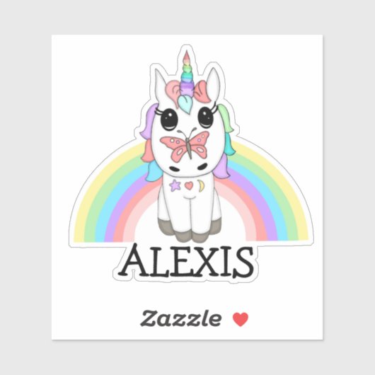 Rainbow Unicorn Persoonlijke naam Sticker (Vel)