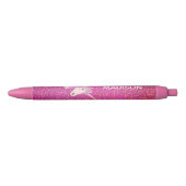 Rainbow Unicorn Pink Glitter Girls Persoonlijk Zwarte Inkt Pen (Voorkant)