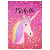 Rainbow Unicorn Pink Glitter Sparkles Personated Klembord (Achterkant)