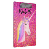 Rainbow Unicorn Pink Glitter Sparkles Personated Klembord (Rechts)