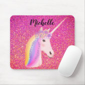 Rainbow Unicorn Pink Glitter Sparkles Personated Muismat (Met muis)