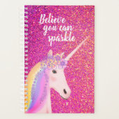 Rainbow Unicorn Pink Gold Glitter Inspirerend Planner (Voorkant)