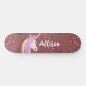 Rainbow Unicorn Pink Rose Girls Personalized Persoonlijk Skateboard (Horizontaal)
