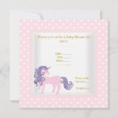 RAINBOW UNICORN PINK WHITE BABY SHOWER INVITATION KAART (Achterkant)
