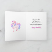 Rainbow Unicorn Pony Girl Birthday Kaart (Binnen)