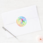 Rainbow Unicorn Pony Hearts Sparkles Girly Ronde Sticker (Envelop)
