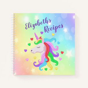 Rainbow Unicorn Pony Hoort Sparkles Girly Recipes Notitieboek