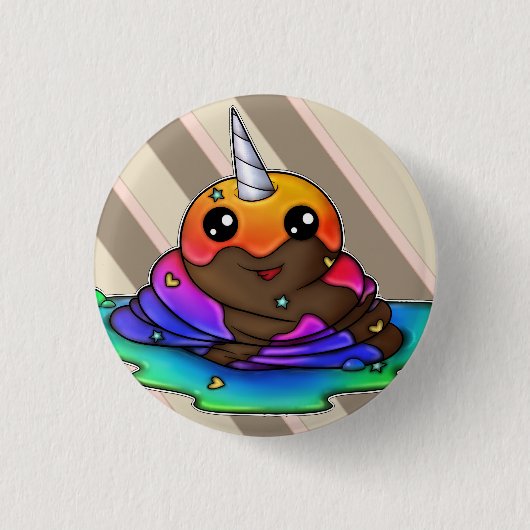 Rainbow Unicorn Poop Ronde Button 3,2 Cm (Voorkant)