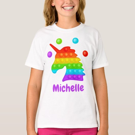 Rainbow Unicorn Pop It Fidget Speelgoed Kinderen T-shirt (Voorkant)
