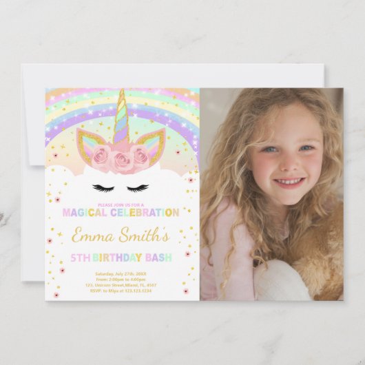 Rainbow Unicorn post Kaarten met foto (Voorkant)