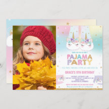 Rainbow Unicorn pyjama verjaardagsfeestje foto