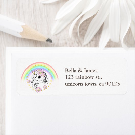 Rainbow Unicorn Retouradreslabel Etiket (Insitu)