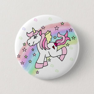 Rainbow Unicorn Ronde Button 5,7 Cm