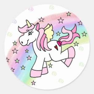 Rainbow Unicorn Ronde Sticker