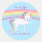Rainbow Unicorn Ronde Sticker (Voorkant)