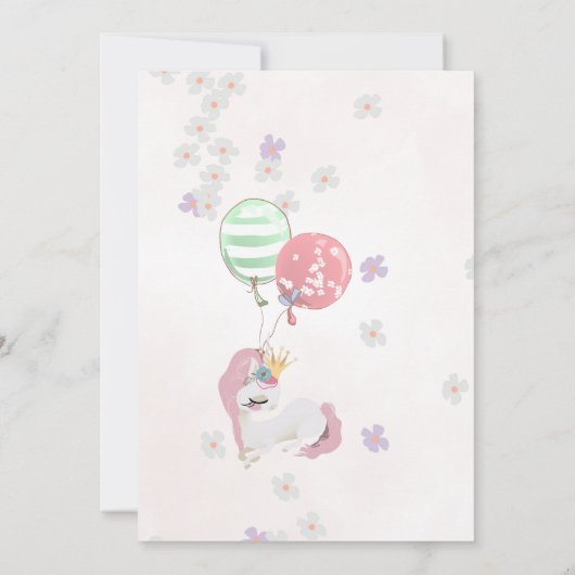 Rainbow unicorn roze en gouden meisjes verjaardags kaart (Achterkant)