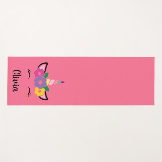 Rainbow Unicorn Roze Gepersonaliseerd Yoga Mat (Voorkant (horizontaal))