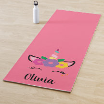 Rainbow Unicorn Roze Gepersonaliseerd Yoga Mat