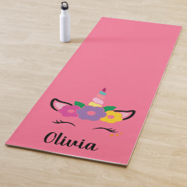 Rainbow Unicorn Roze Gepersonaliseerd Yoga Mat