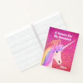 Rainbow Unicorn roze Glitter Glam Personeelsformat Notitieboek (Binnen)
