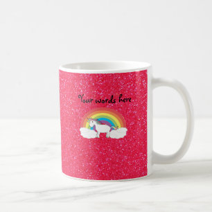 Rainbow unicorn roze glitter koffiemok