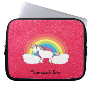 Rainbow unicorn roze glitter laptop sleeve