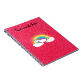 Rainbow unicorn roze glitter notitieboek (Rechterzijde)