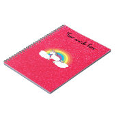 Rainbow unicorn roze glitter notitieboek (Linkerzijde)