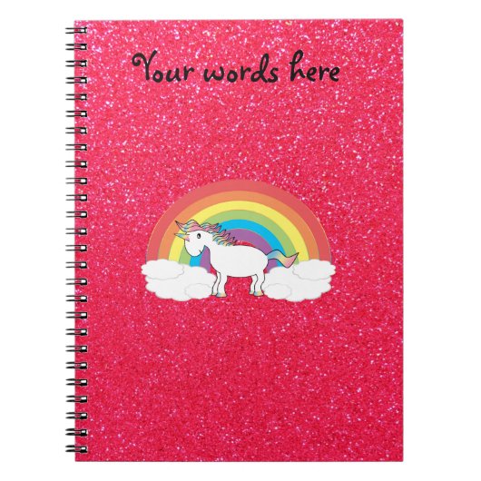 Rainbow unicorn roze glitter notitieboek (Voorkant)