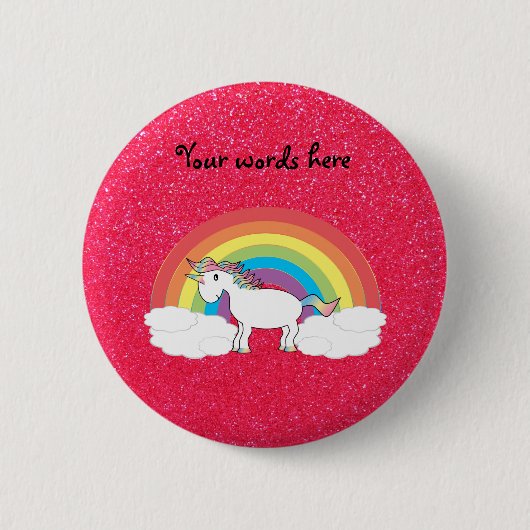 Rainbow unicorn roze glitter ronde button 5,7 cm (Voorkant)