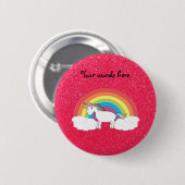 Rainbow unicorn roze glitter ronde button 5,7 cm (Voorkant /achterkant)