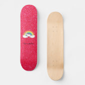 Rainbow unicorn roze glitter skateboard (Voorkant)