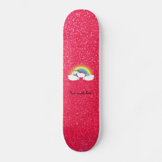 Rainbow unicorn roze glitter skateboard (Voorkant)