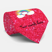 Rainbow unicorn roze glitter stropdas (Opgerold)