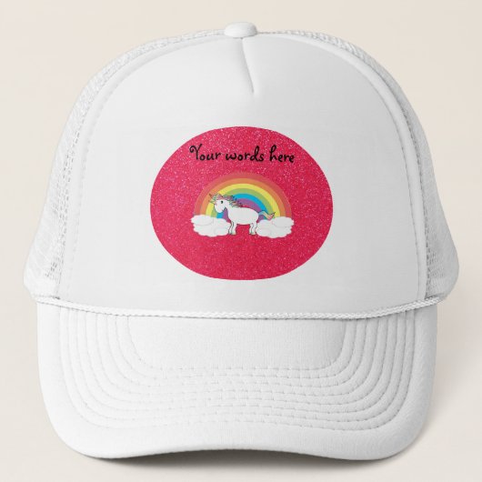 Rainbow unicorn roze glitter trucker pet (Voorkant)