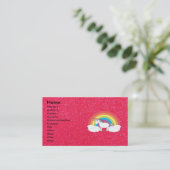 Rainbow unicorn roze glitter visitekaartje (Staand voorkant)