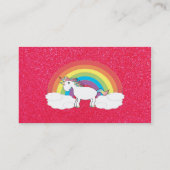 Rainbow unicorn roze glitter visitekaartje (Achterkant)