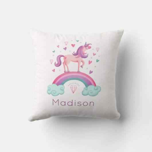 Rainbow Unicorn Roze Paarse Girly Kussen (Achterkant)
