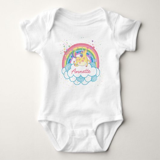 Rainbow Unicorn Schattigee gepersonaliseerde meisj Romper (Voorkant)