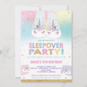 Rainbow Unicorn Sleepover Verjaardagsfeestje Panam Kaart (Voorkant)