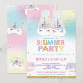 Rainbow Unicorn Slumber Birthday Party Sleepover Kaart