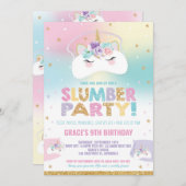 Rainbow Unicorn Slumber Birthday Party Sleepover Kaart (Voorkant / Achterkant)