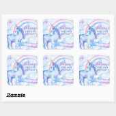 Rainbow Unicorn Spa Verjaardagsfeest Vierkante Sticker (Vel)